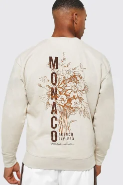 Monaco Back Print Sweatshirt | BoohooMAN UK