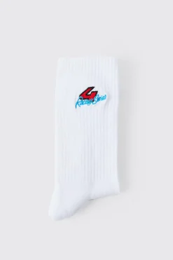 Moto 4 Racing Series Embroidered Socks | BoohooMAN UK