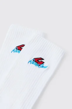 Moto 4 Racing Series Embroidered Socks | BoohooMAN UK