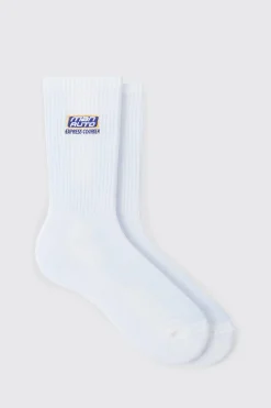 Moto Man Auto Embroidered Socks | BoohooMAN UK
