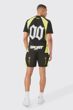 Moto Puff Print T-shirt & Short Set | BoohooMAN UK