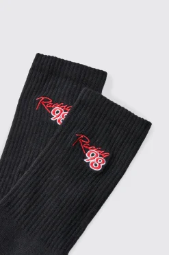 Moto Racing 98 Embroidered Socks | BoohooMAN UK