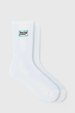 Moto Racing League Embroidered Socks | BoohooMAN UK