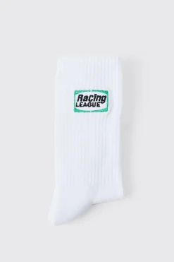 Moto Racing League Embroidered Socks | BoohooMAN UK