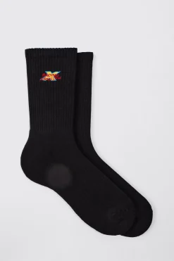 Moto Racing Series Embroidered Socks | BoohooMAN UK