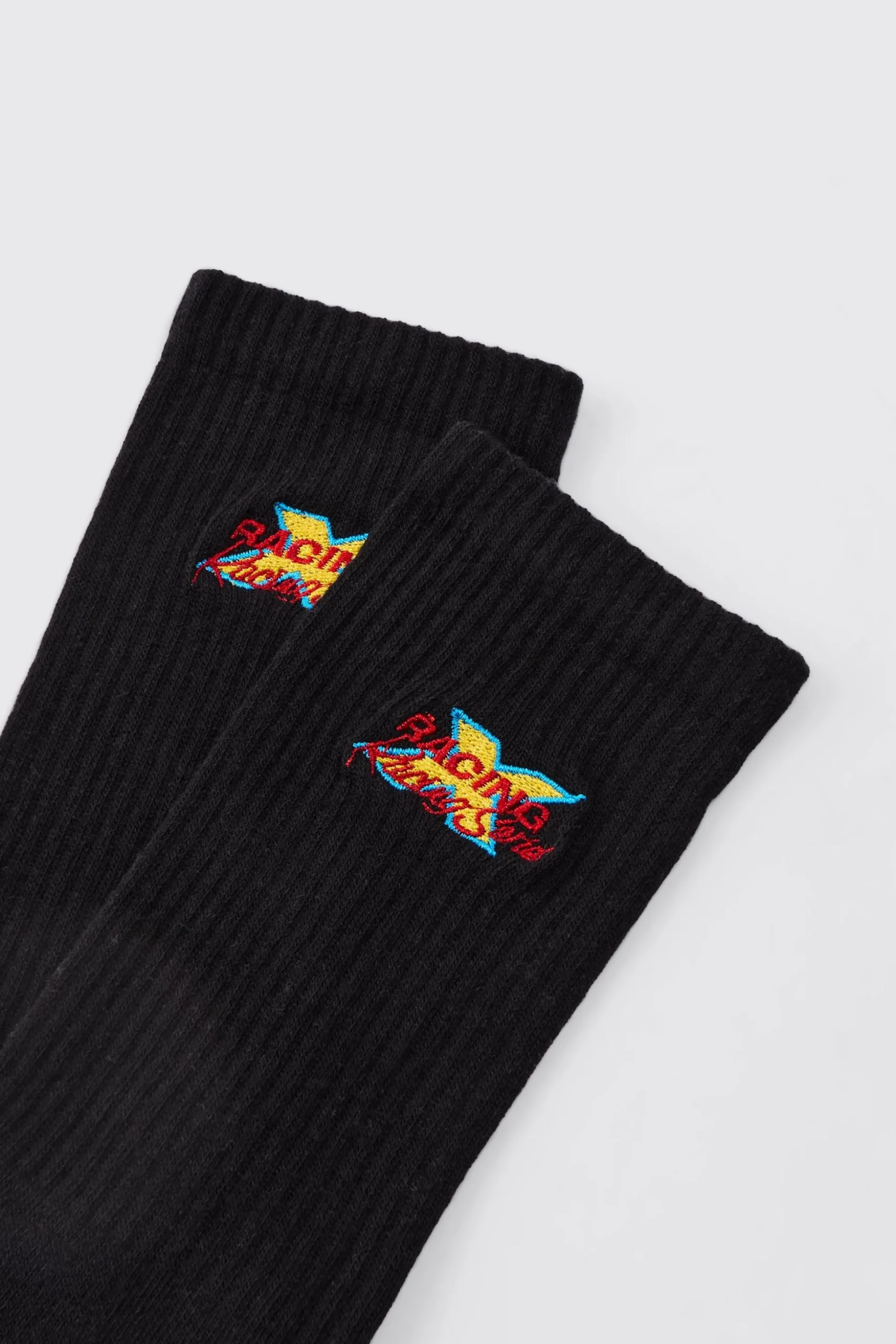 Moto Racing Series Embroidered Socks | BoohooMAN UK