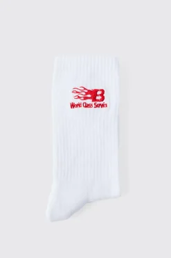 Moto World Class Service Embroidered Socks | BoohooMAN UK