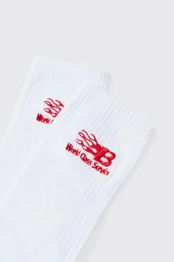Moto World Class Service Embroidered Socks | BoohooMAN UK