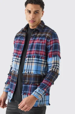 Multi 4 Stripe Check Shirt | BoohooMAN UK
