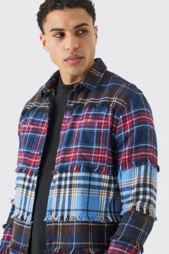 Multi 4 Stripe Check Shirt | BoohooMAN UK