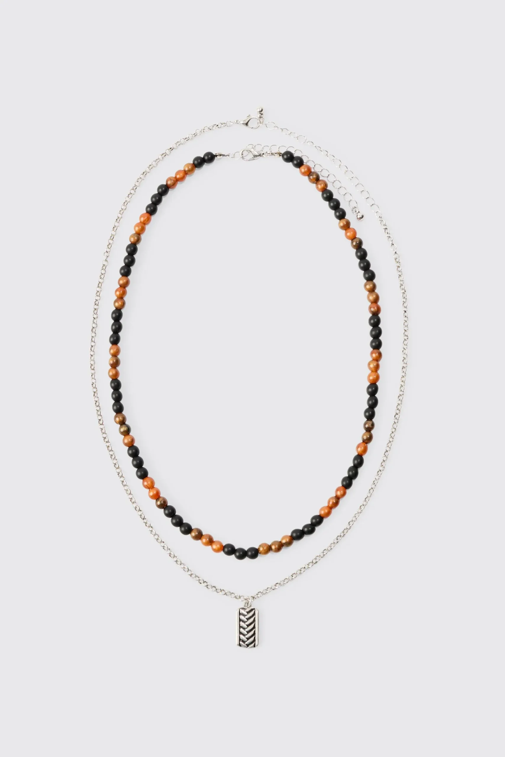 Multi Layer Dog Tag Pendant Necklace | BoohooMAN UK