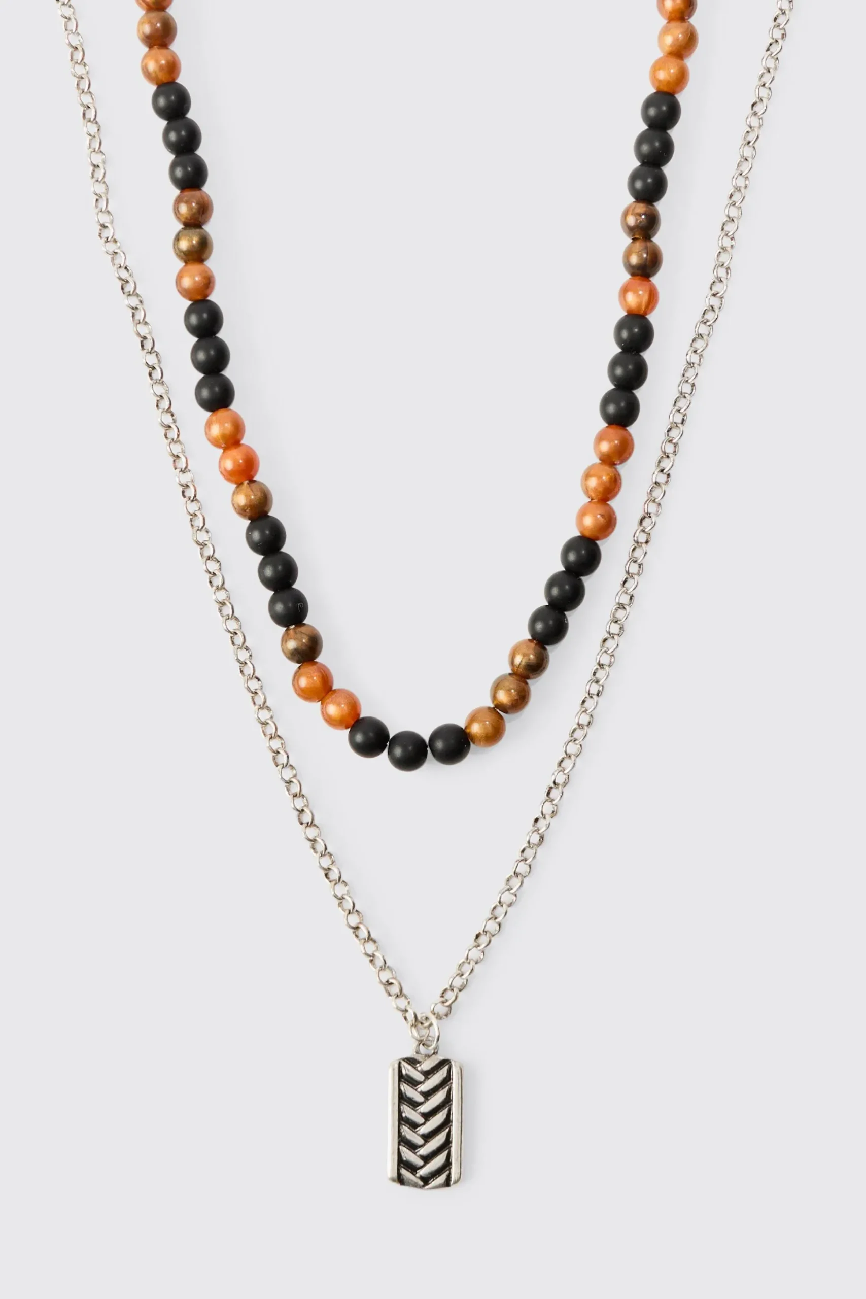 Multi Layer Dog Tag Pendant Necklace | BoohooMAN UK