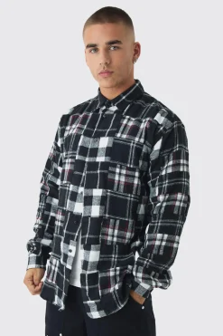 Multi Patchwork Check Shirt | BoohooMAN UK
