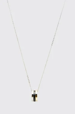Multi Ring Detail Pendant Necklace | BoohooMAN UK