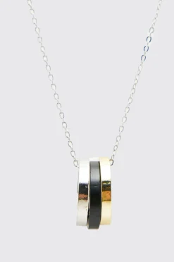 Multi Ring Detail Pendant Necklace | BoohooMAN UK