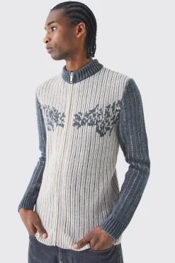 Muscle Fit 2 Tone Rib Extended Neck Jumper | BoohooMAN UK