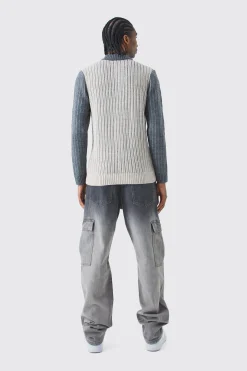 Muscle Fit 2 Tone Rib Extended Neck Jumper | BoohooMAN UK