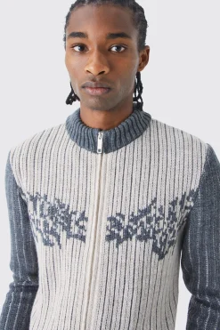 Muscle Fit 2 Tone Rib Extended Neck Jumper | BoohooMAN UK