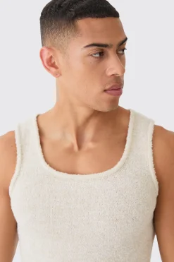 Muscle Fit Boucle Textured Knitted Vest | BoohooMAN UK