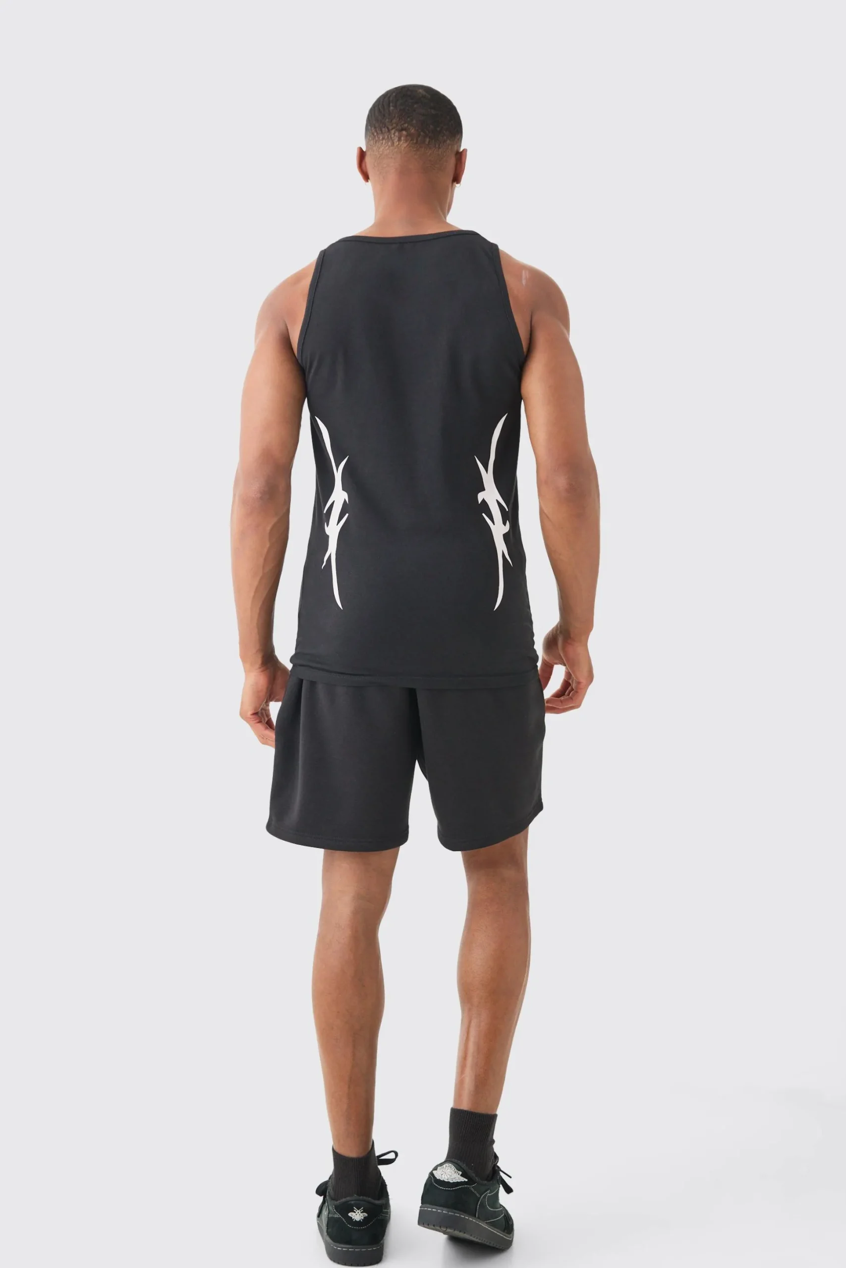 Muscle Fit Graphic Official Vest & Shorts Set | BoohooMAN UK