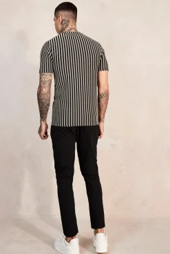 Muscle Fit Jacquard T-shirt | BoohooMAN UK