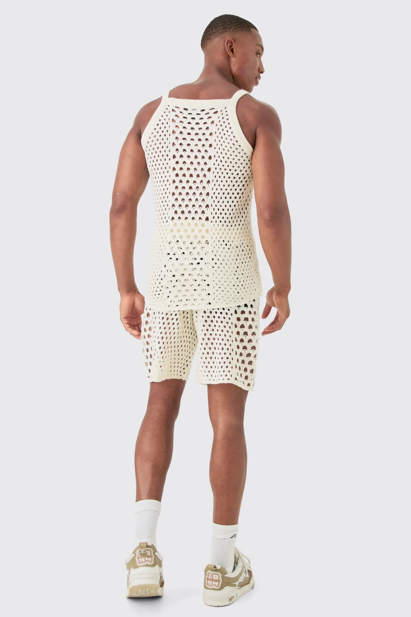 Muscle Fit Knitted Tank Short Set | BoohooMAN UK