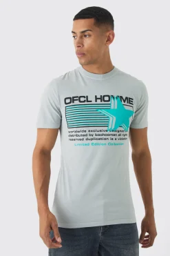 Muscle Fit Ofcl Star Print T-Shirt | BoohooMAN UK