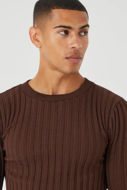 Muscle Fit Ribbed Long Sleeve Jumper | BoohooMAN UK