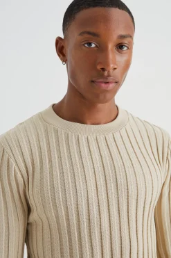 Muscle Fit Ribbed Long Sleeve Jumper | BoohooMAN UK