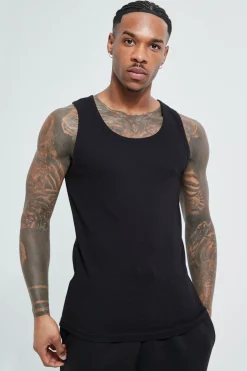 Muscle Fit Ribbed Vest | BoohooMAN UK