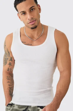 Muscle Fit Ribbed Vest | BoohooMAN UK