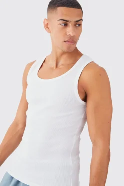 Muscle Fit Ribbed Vest | BoohooMAN UK