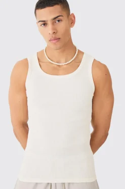 Muscle Fit Ribbed Vest | BoohooMAN UK