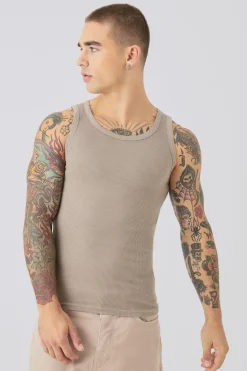 Muscle Fit Ribbed Vest | BoohooMAN UK