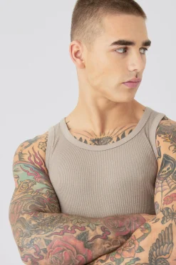 Muscle Fit Ribbed Vest | BoohooMAN UK