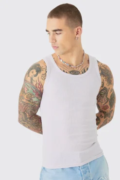 Muscle Fit Ribbed Vest | BoohooMAN UK