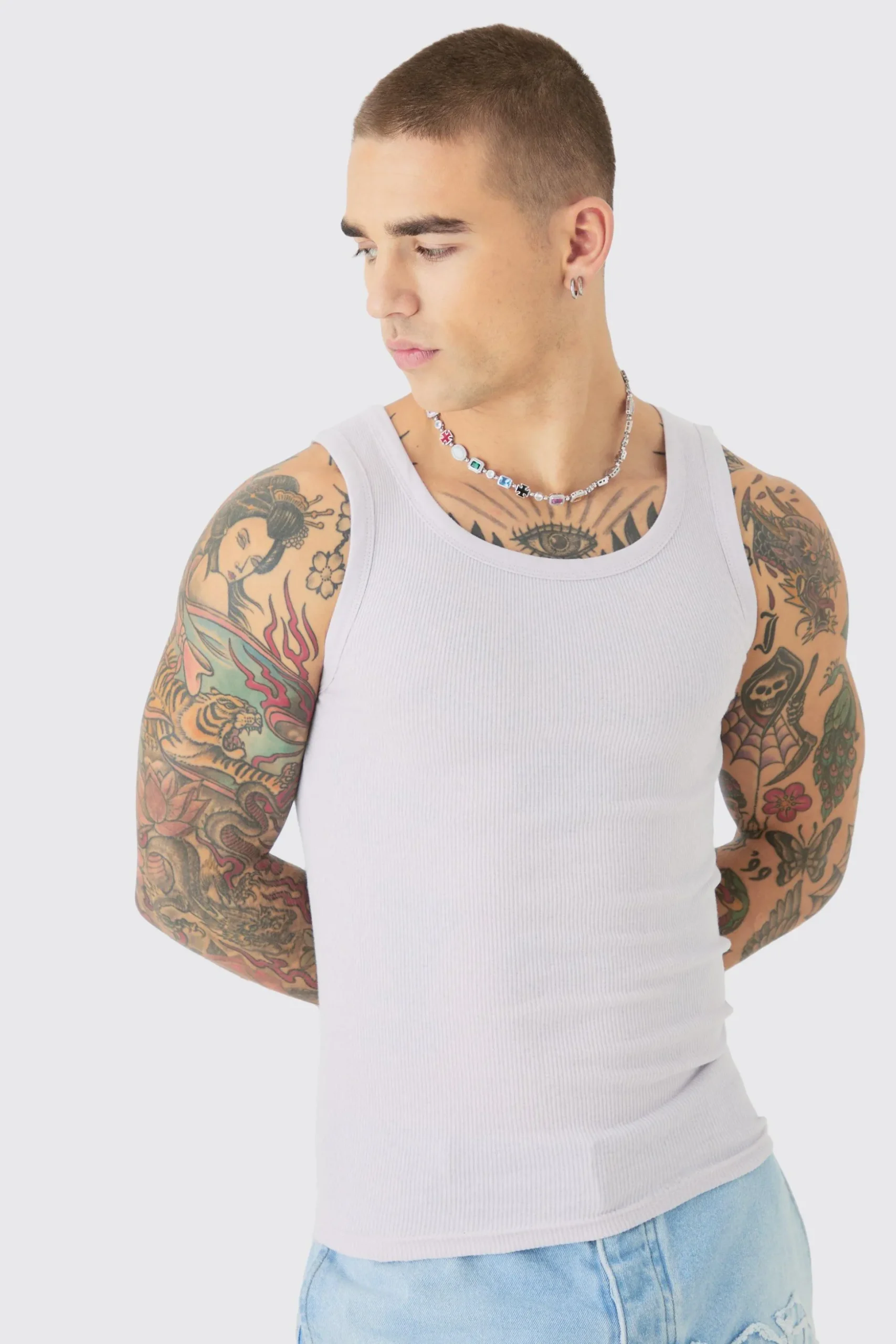 Muscle Fit Ribbed Vest | BoohooMAN UK
