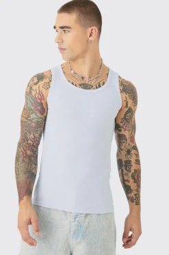 Muscle Fit Ribbed Vest | BoohooMAN UK