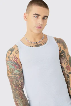 Muscle Fit Ribbed Vest | BoohooMAN UK
