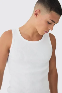 Muscle Fit Ribbed Vest | BoohooMAN UK