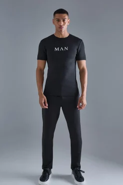 Muscle Fit Scuba T-shirt & Jogger Set | BoohooMAN UK