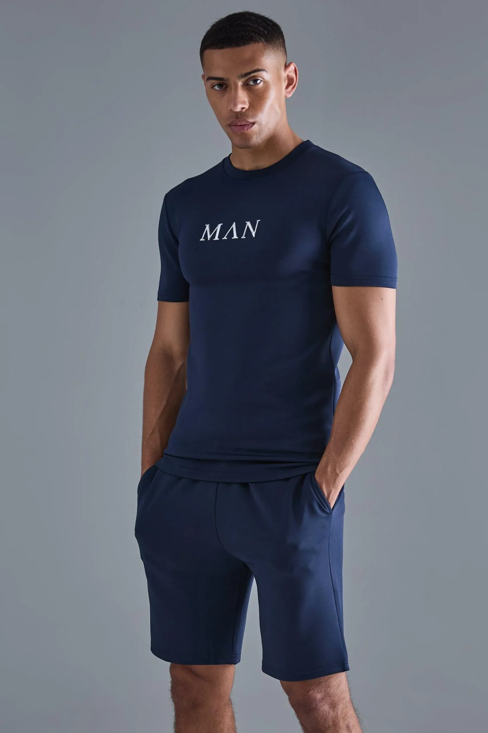 Muscle Fit Scuba T-shirt & Short Set | BoohooMAN UK