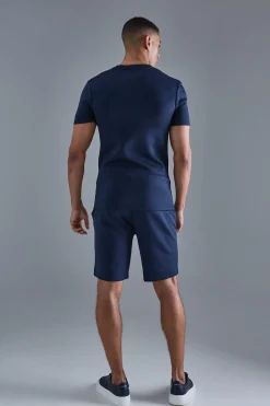 Muscle Fit Scuba T-shirt & Short Set | BoohooMAN UK
