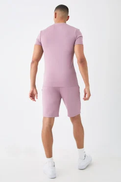 Muscle Fit Scuba T-shirt & Short Set | BoohooMAN UK