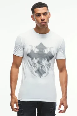 Muscle Gothic Cross Print T-Shirt | BoohooMAN UK