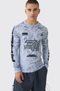 Muscle Motorsport BHM Printed Long Sleeve Top | BoohooMAN UK