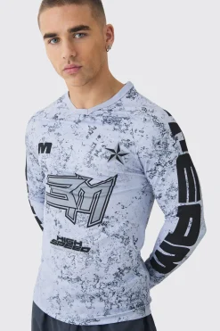 Muscle Motorsport BHM Printed Long Sleeve Top | BoohooMAN UK