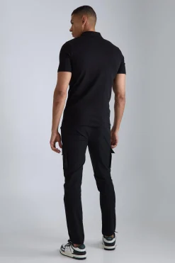 Muscle Zip Neck Polo | BoohooMAN UK