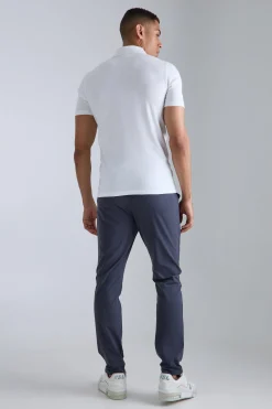 Muscle Zip Neck Polo | BoohooMAN UK