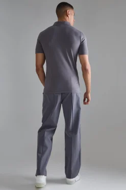 Muscle Zip Neck Polo | BoohooMAN UK